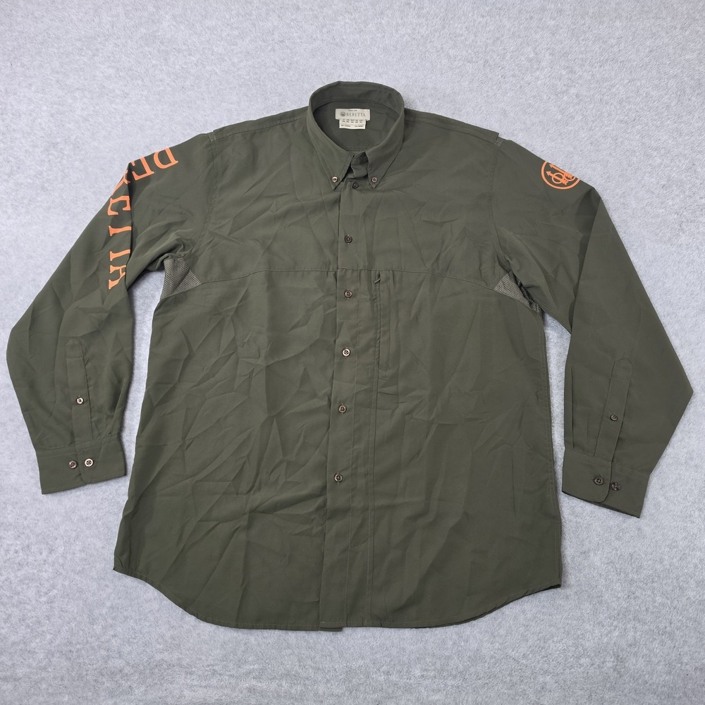 BERETA BUZZI SHOOTING SHIRT Active Wear Hunting Button Down Shirt Mens XL Green